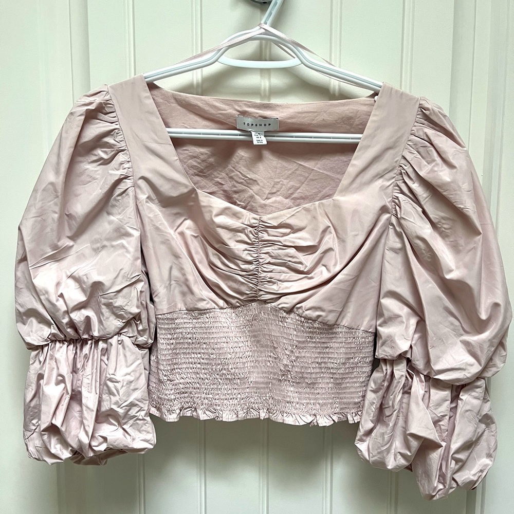 TOPSHOP Light Pink Cropped Blouse